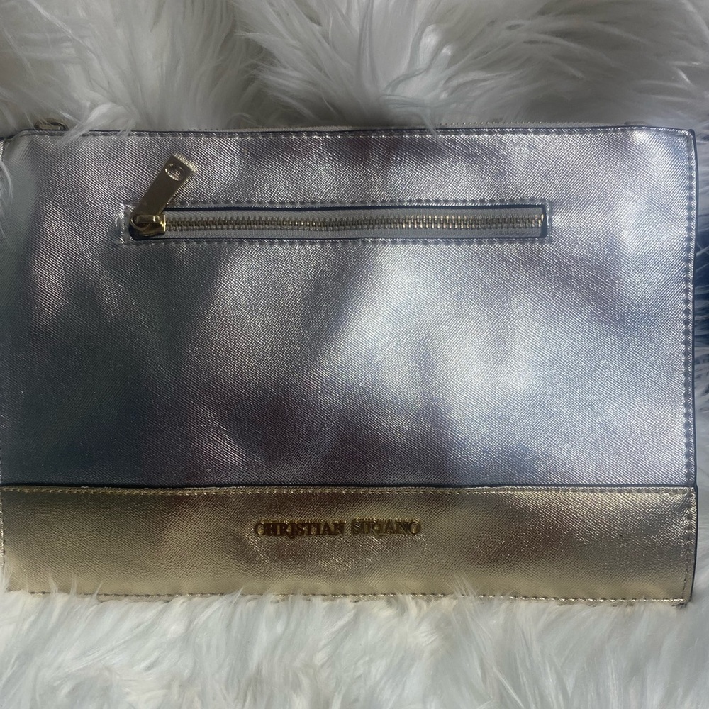 Christian Siriano Metallic Silver and Gold Clutch Sleek Design
